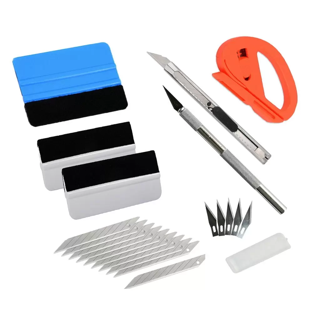 Car Vinyl Wrapping Tools Felt Squeegee Application Casement Tint Scraper Kit