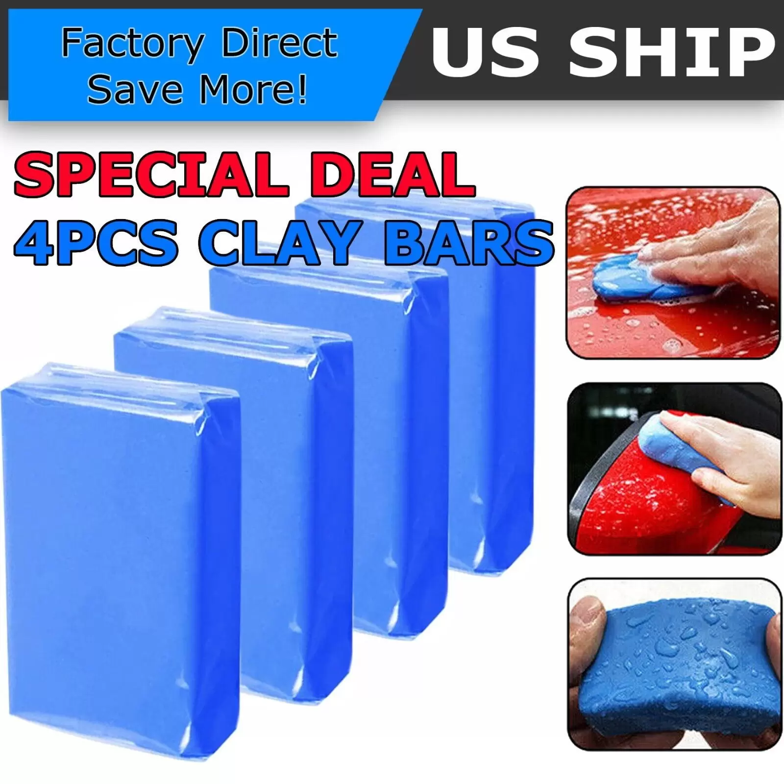 4-Pack Clay Bar Detailing Auto Car Clean Wash Cleaner Sludge Mud Remove Magic