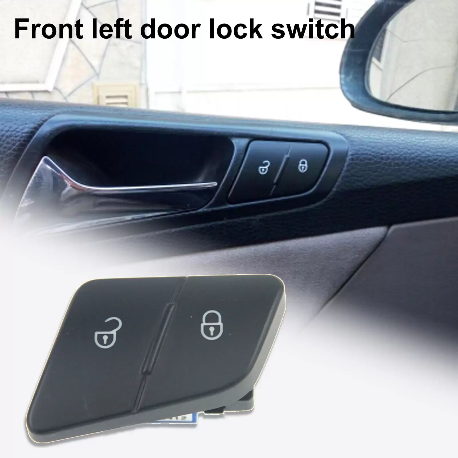 Farfi Car Door Lock Button Car Parts Replacement Plastic 3C0962125B Auto Front Left Door Switcher for Passat B6 3C 2006-2011