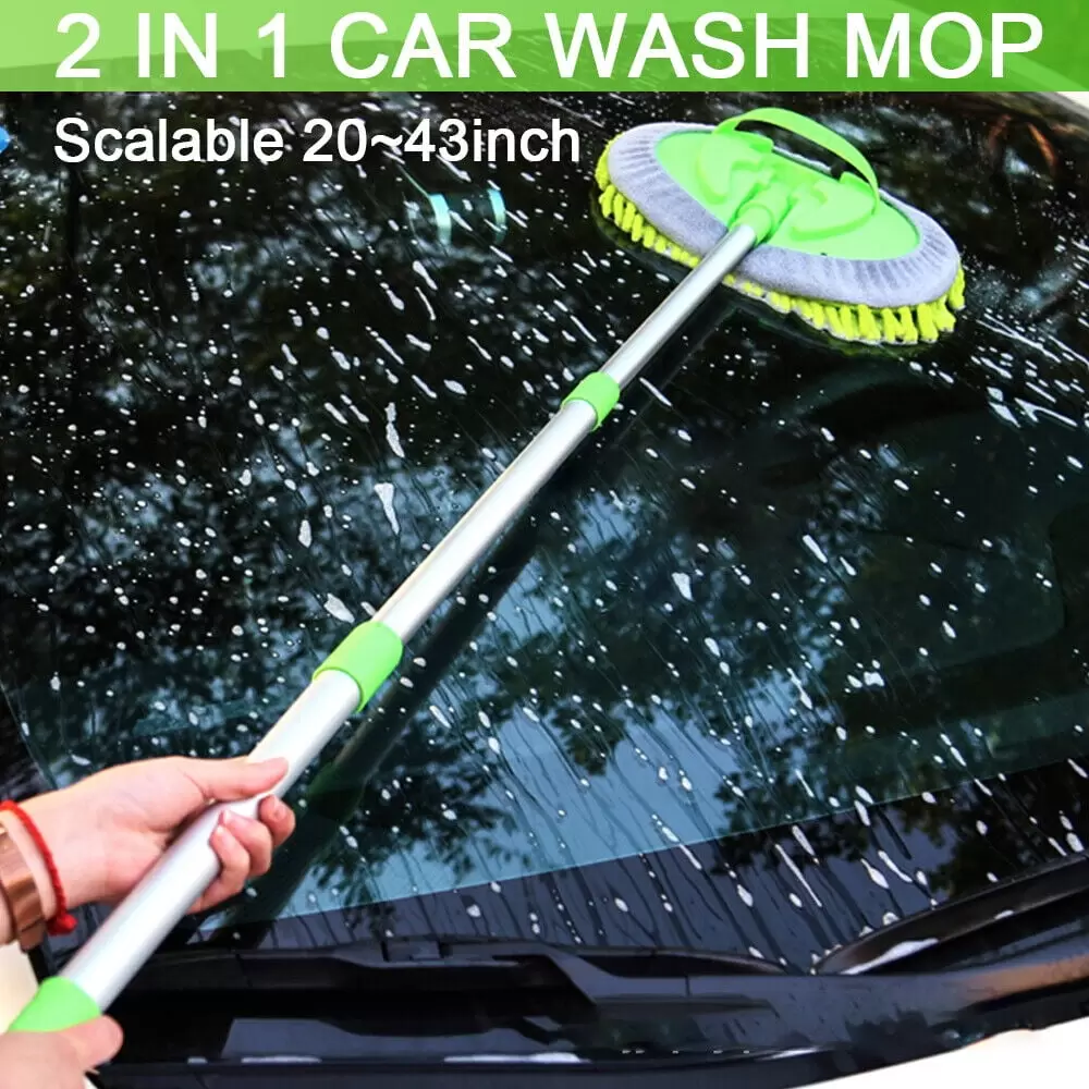 JLLOM Car Wash Brush Extendable Pole Revolving Care Washing Brush Sponge Cleaning