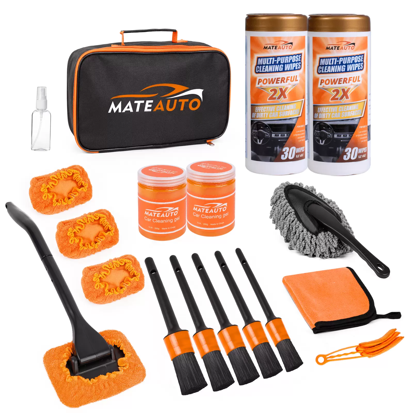 MateAuto Interior Car Cleaning Kit.19PCS Car Cleaning Wipes Interior for Leather Seat.Dashboard Cleaner.Detailing Brush Set.Windshield Cleaning Tool.Air vent.Car Cleaning Gel