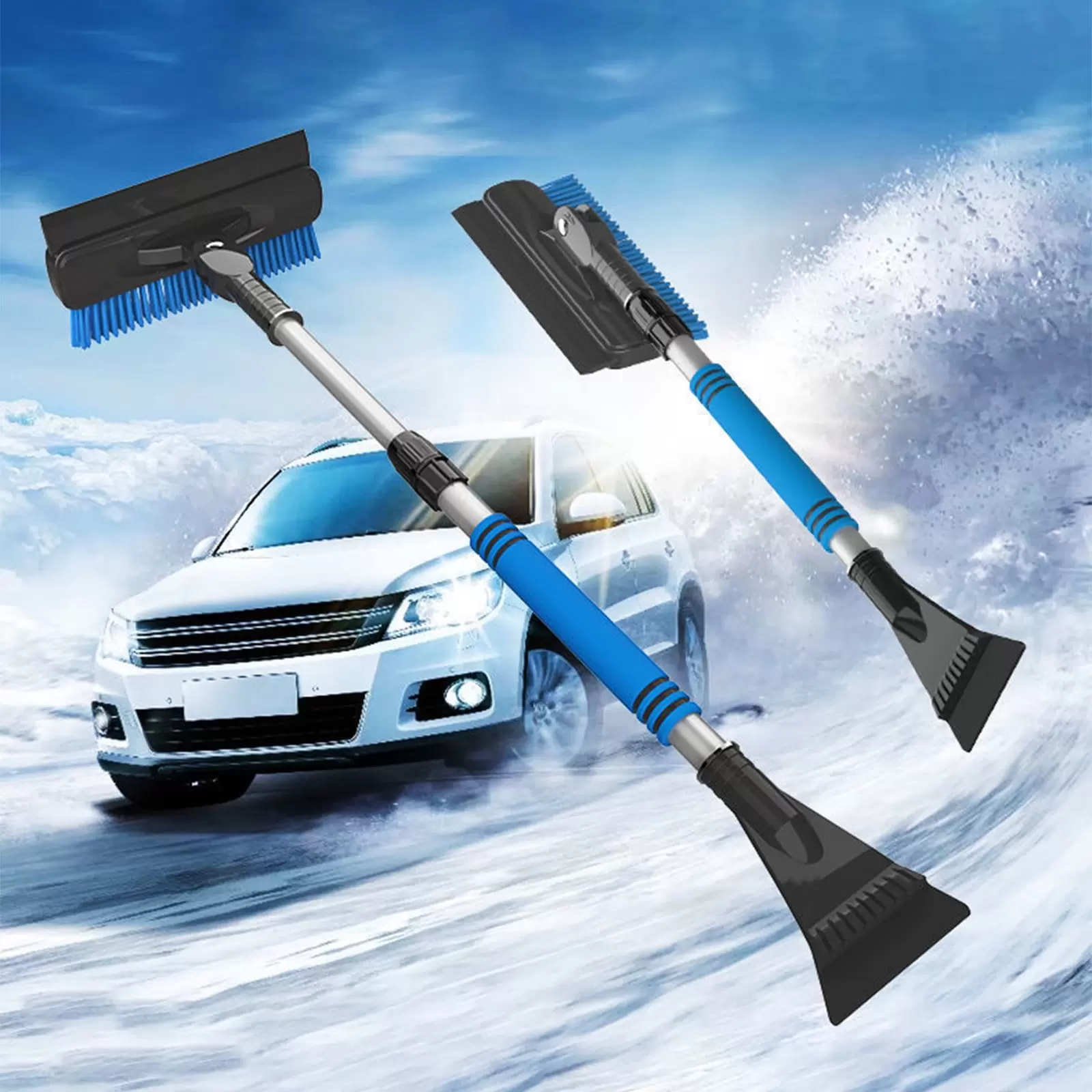 SRstrat Ice Scraper Snow Brush. Multifunctional Extendable Snow Brush And Ice Scraper For Car Snow Removal Brush