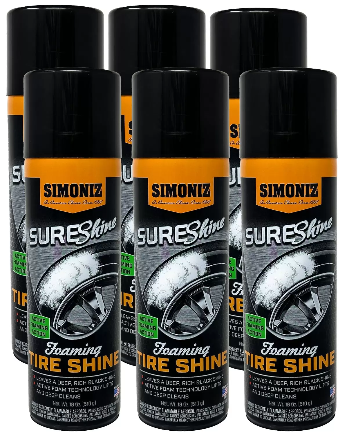 Simoniz Foaming Tire Shine Spray. Car and Tire Cleaner Foam Spray for Car Tire Shine. and Tire Protectant. 18 oz. 6 Packs