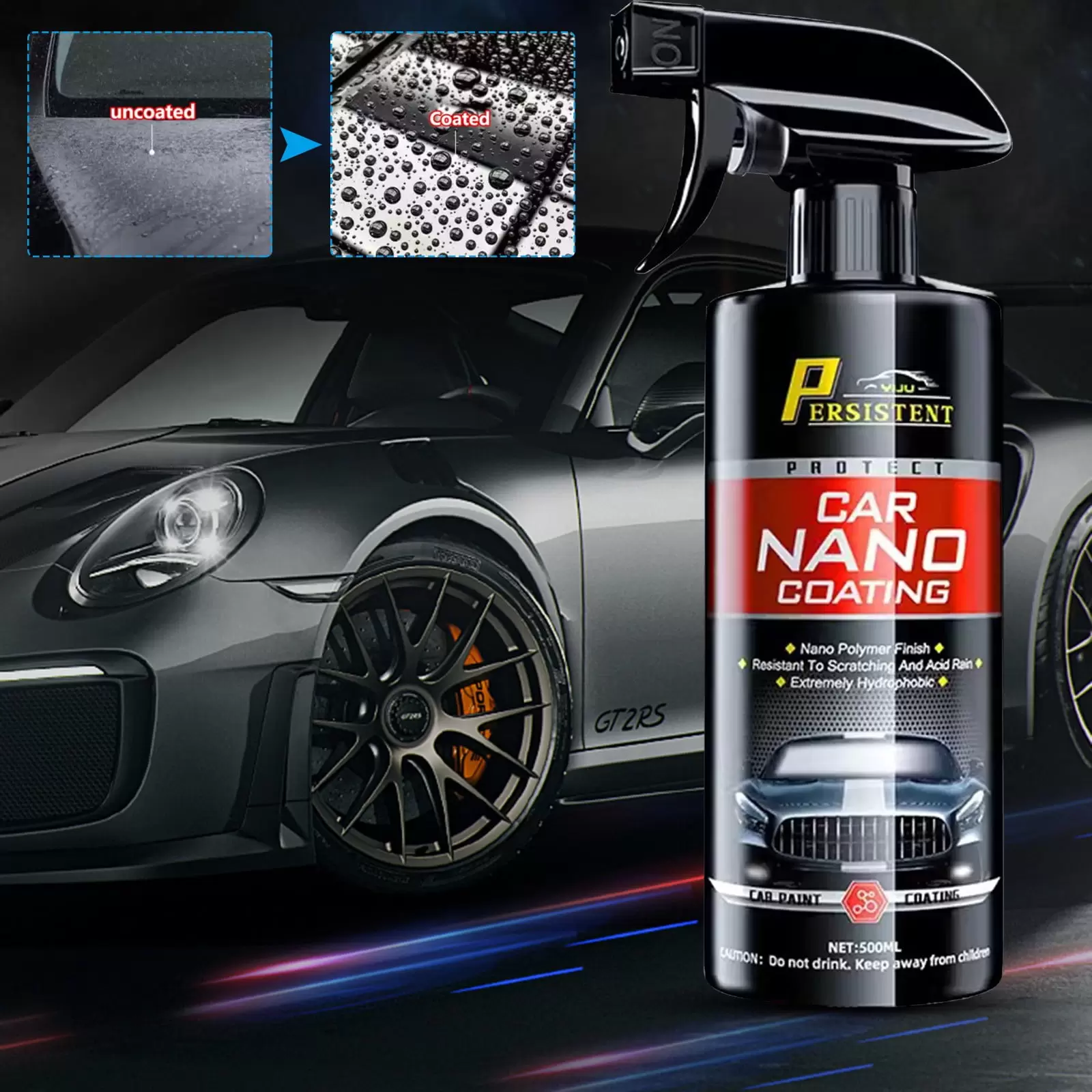 Surpdew Automotive Re bishment Coating Agent Liquid Spray Crystal Authentic Car Wax Car Paint Degree Crystal Plating Spray Waxing Special 500Ml Black Free Size