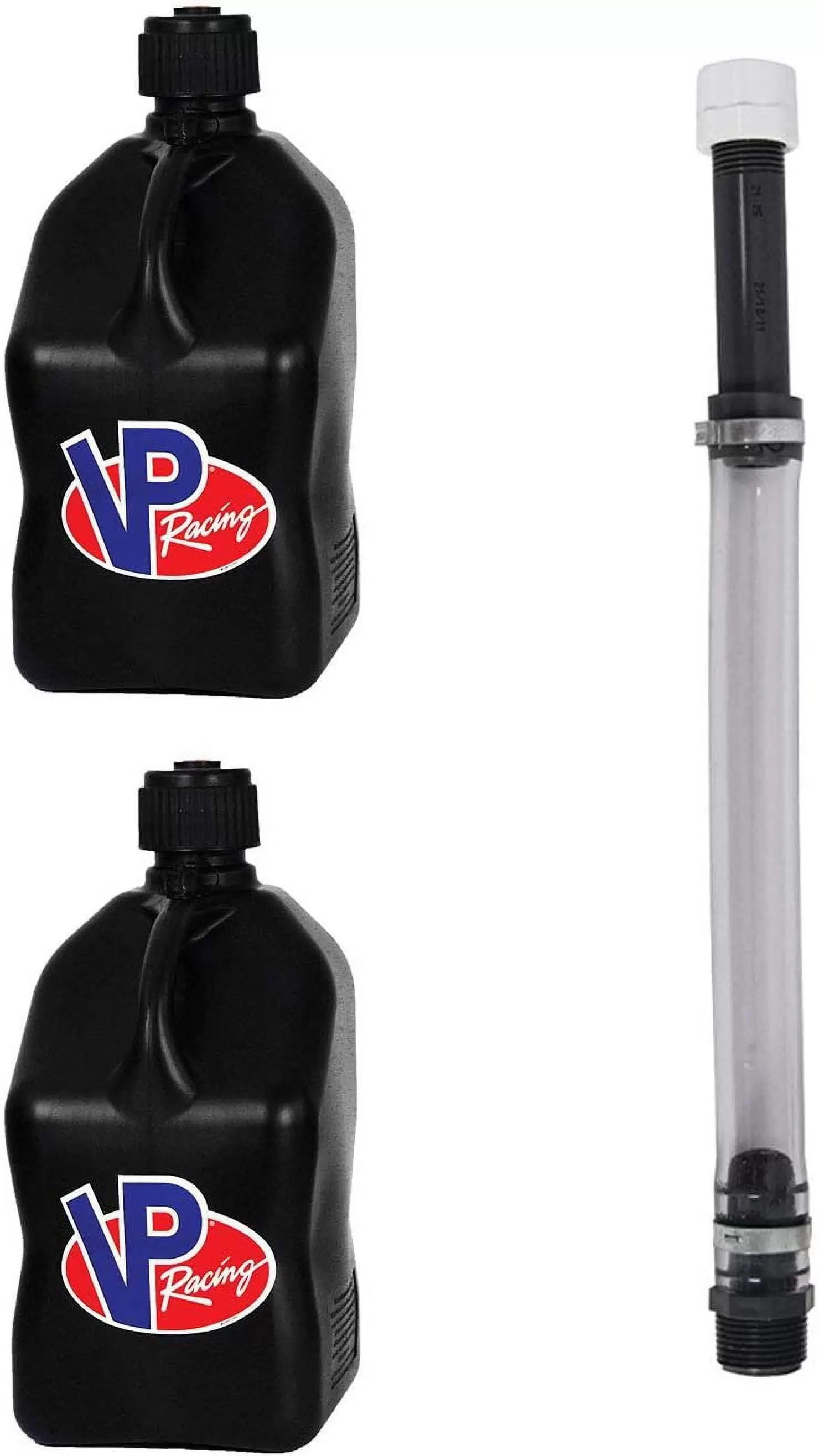 VP Racing Fuels 5-Gallon Square Motorsport Utility Container Black & 14 Standard Hose 2 Pack