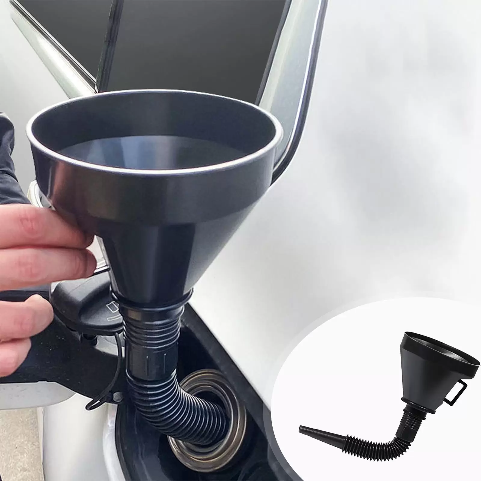 YOLOKE Wide Mouth Oil Funnel. with Flexible Extension Nozzle Hose with Handle Mesh Screen Filter for Cars Motorcycles Engine Oil Kerosene Gasoline